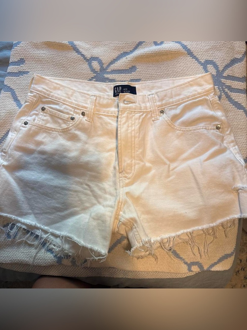 GAP White Frayed Hem Denim Shorts